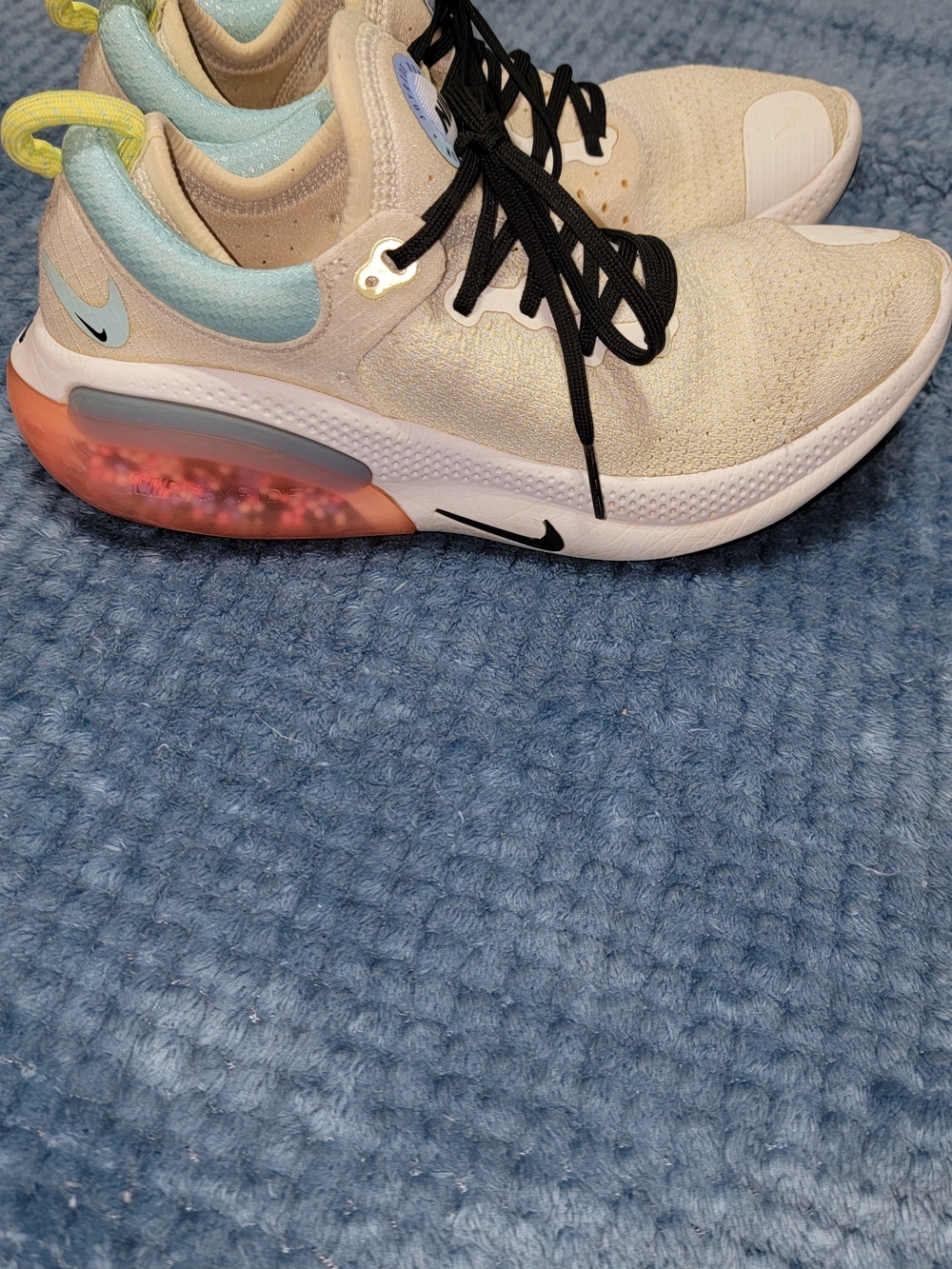 Nike Women’s Cream & Light Blue Athletic Sneakers with Coral Accent